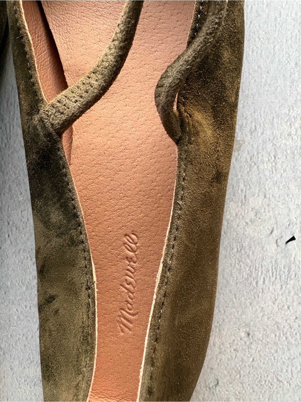 Madewell Olive Green Flats with Elastic Strap, Size 8 - Picture 2 of 8
